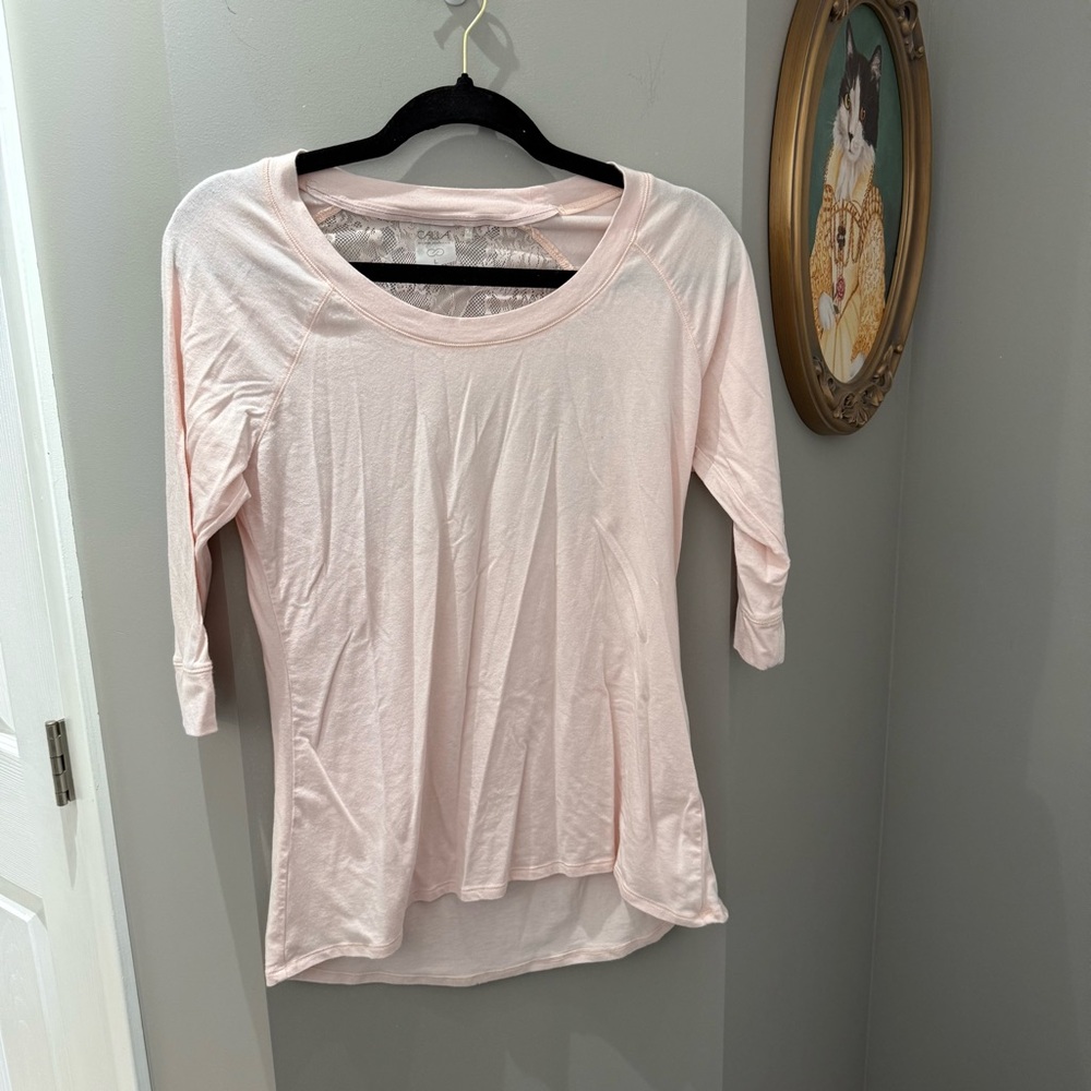 CALIA by Carrie Underwood Light Pink Scoop Neck Long Sleeve Top